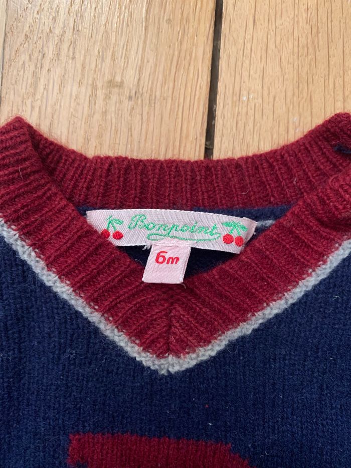 Pull Bonpoint en laine bleu marine et bordeaux 6 mois - photo numéro 3
