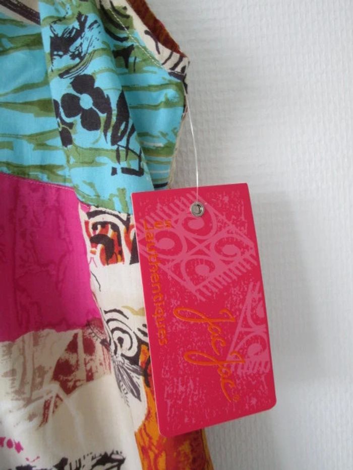 Robe beige imprimé fuchsia/turquoise/camel Jac Jac 38 NEUVE - photo numéro 11