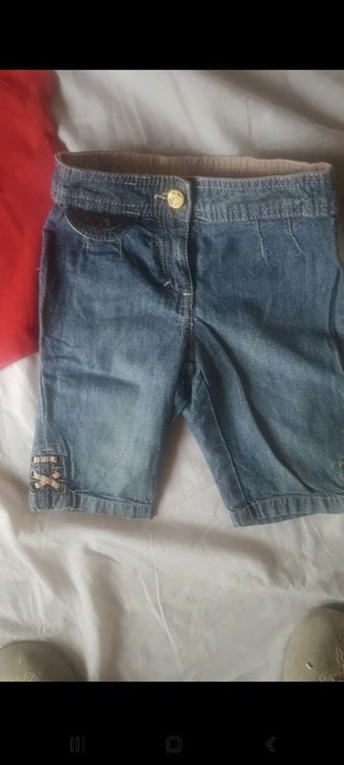 Ensemble fille comprenant un tee shirt rouge et un pantalon en jeans 24 mois sergent major - photo numéro 3