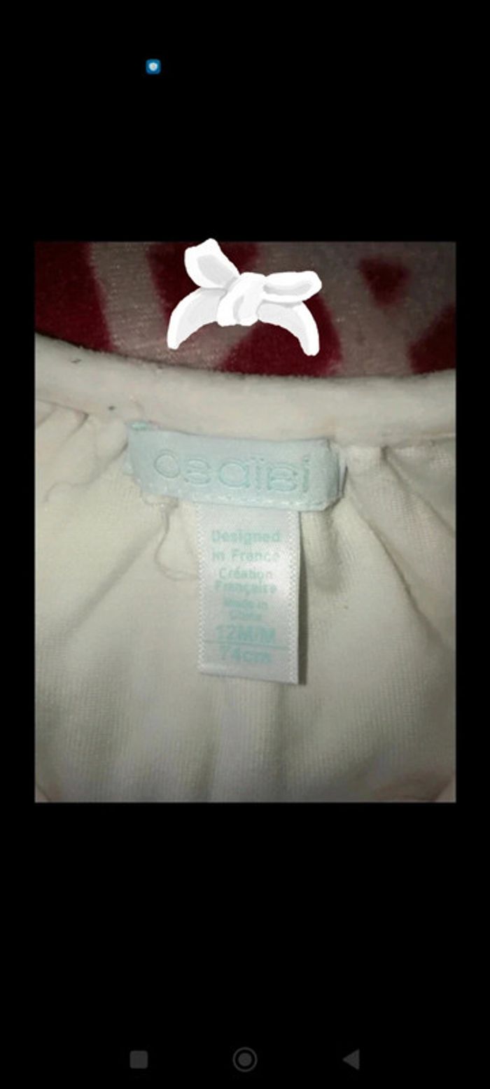 Pijama hiver 2 pièces épais rose pâle obaïbi 12 mois - photo numéro 2