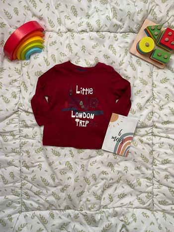 teeshirt manches longues bordeaux inscription devant 6 mois bout'chou