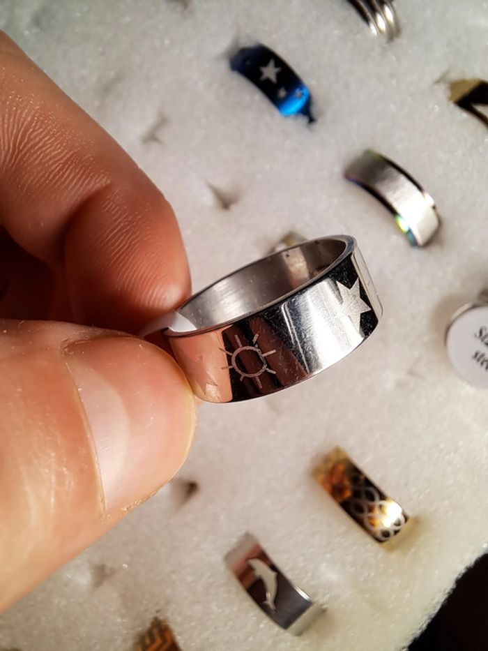 Bague acier inoxydable motifs - photo numéro 3