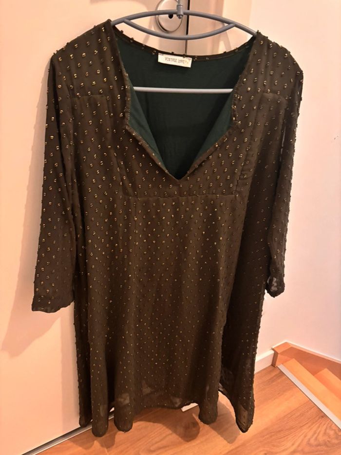 Robe verte et pois en relief dorés Vintage Love taille 1