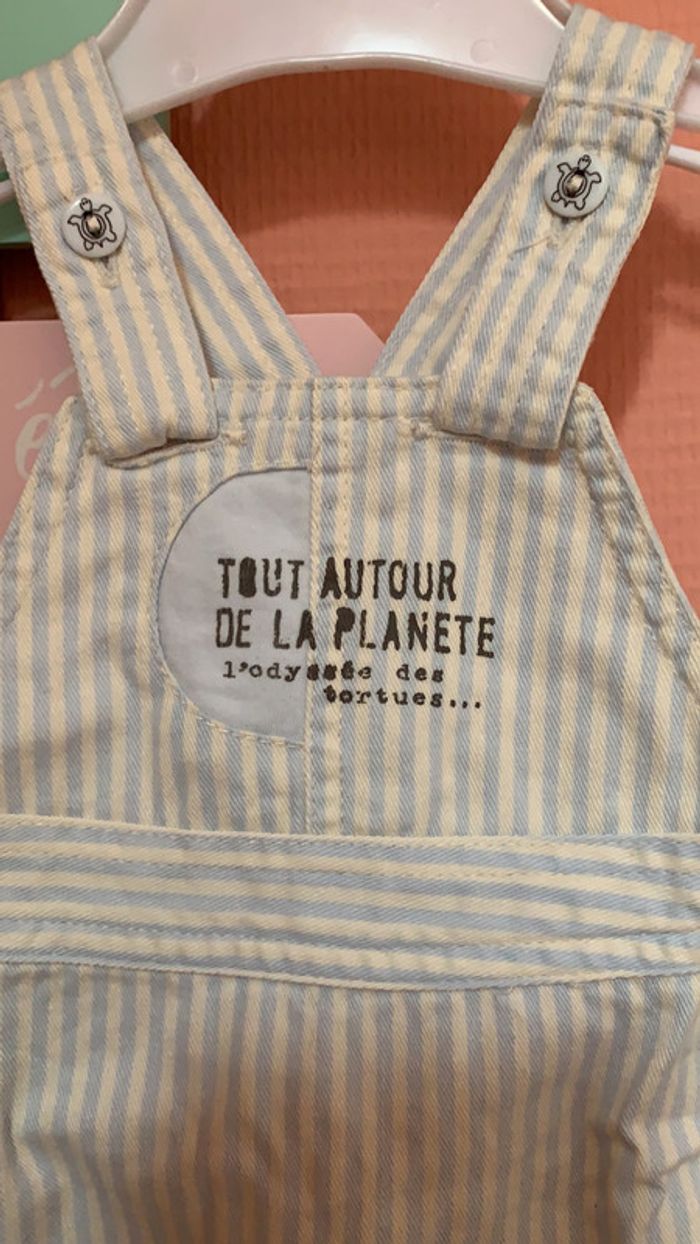 Robe en jeans blanc et bleu clair taille 6 mois - photo numéro 3