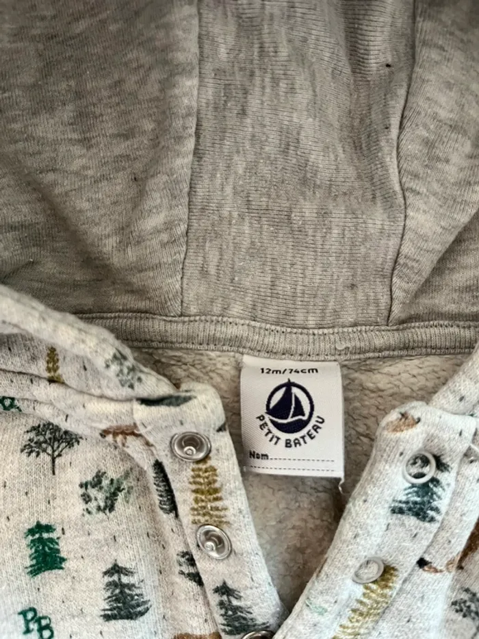 Sweat à capuche petit bateau 12 mois - photo numéro 2