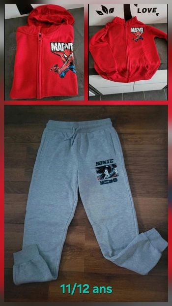 Bas de jogging sonic +  veste zippée spiderman