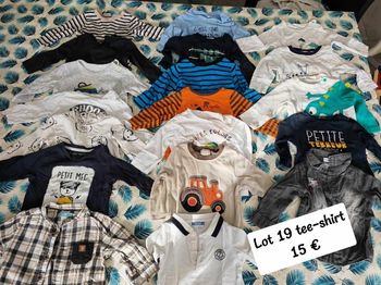 Lot 19 tee shirt manches longues 6 mois