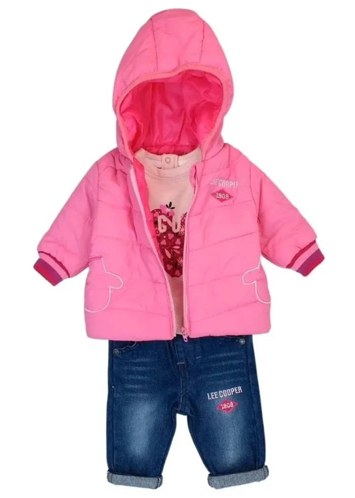Ensemble 3 pièces Lee Cooper blouson capuche jeans t-shirt neuf 12 mois - photo numéro 3