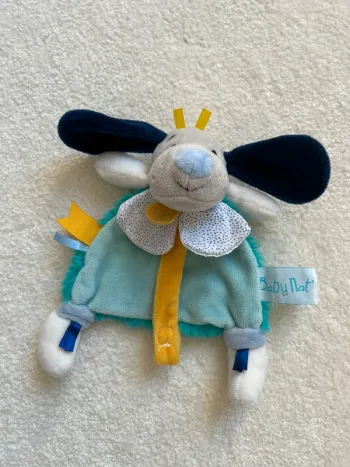 Doudou plat turquoise BabyNat chien