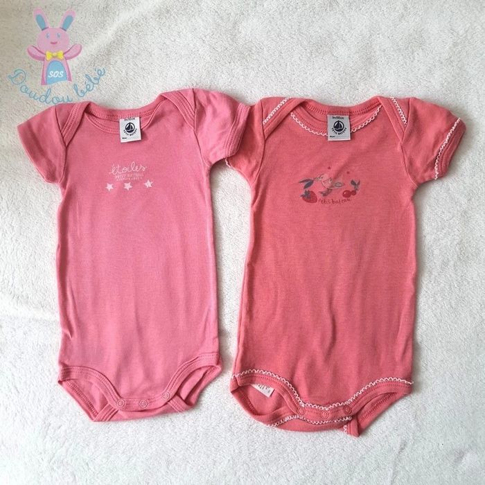 Lot de 2 bodies rose bébé fille 3 mois Petit Bateau