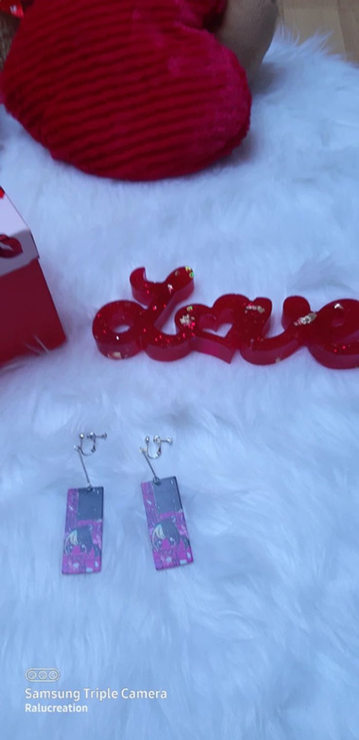 💜Boucles d'oreilles kawaii aesthetic animé neuves - photo numéro 4