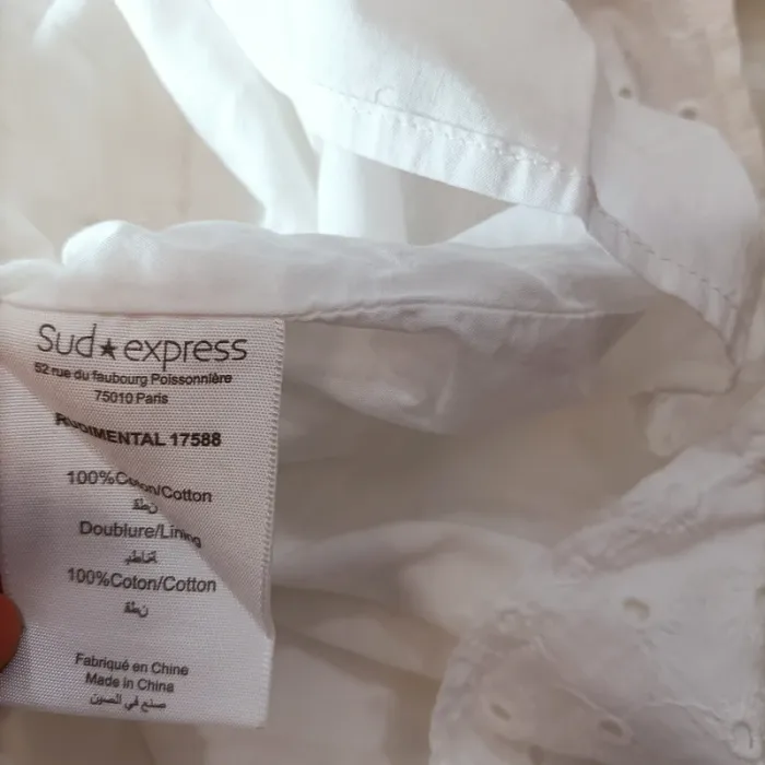 Robe courte - Sud Express - Blanche printemps été broderie anglaise A1132 - photo numéro 9