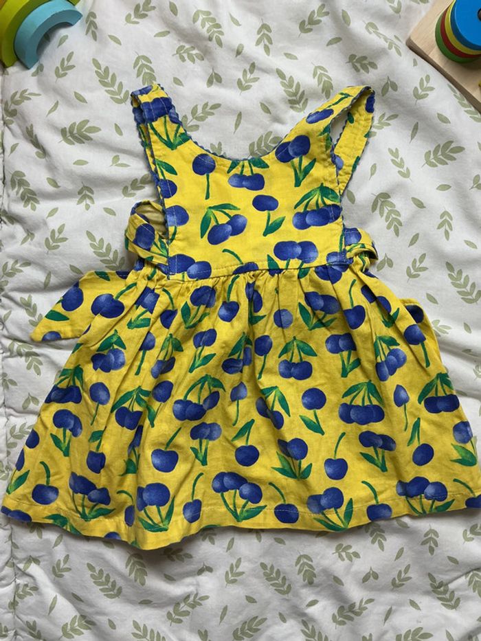 robe sans manches dos nu jaune motifs fruits 3 mois saxo blues - photo numéro 3