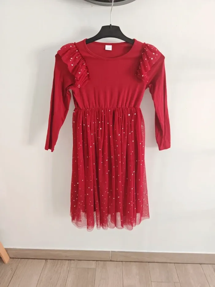 Longue robe bordeaux de Noël 10 ans