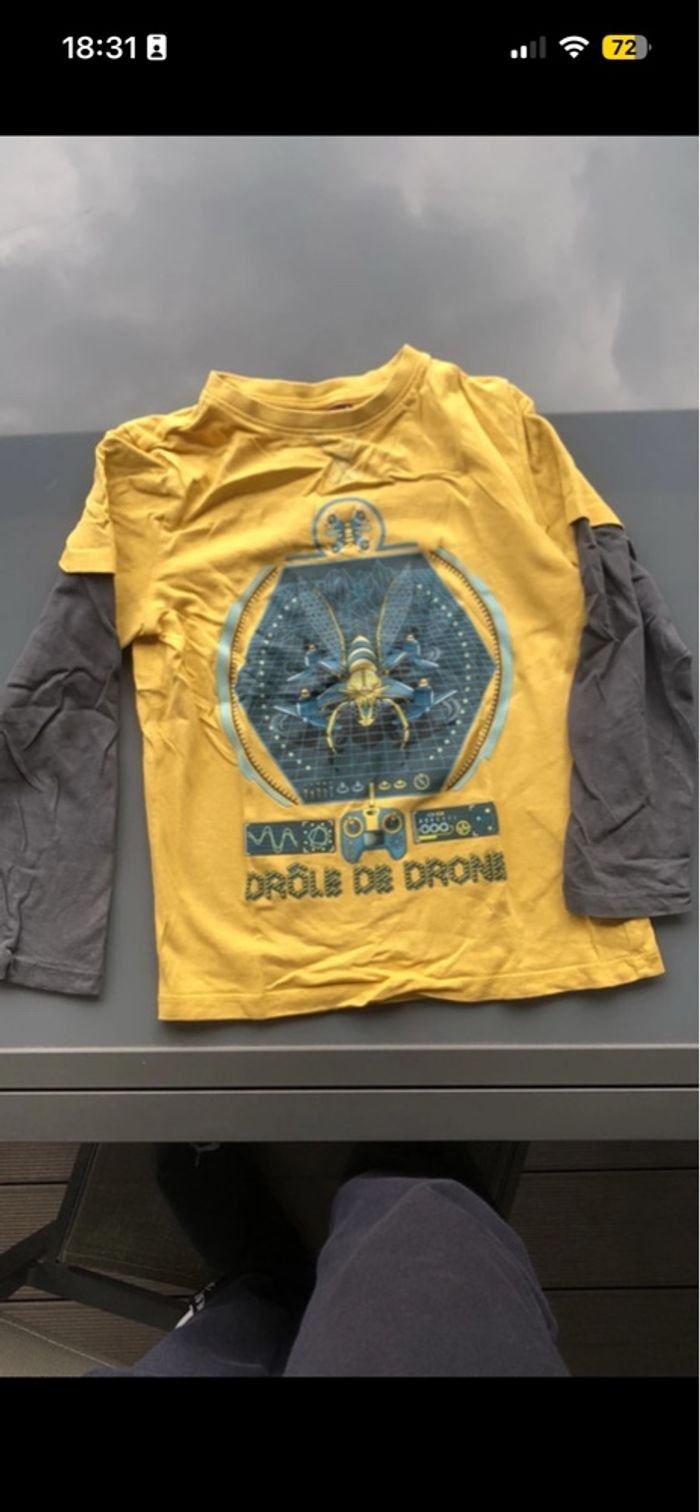 T-shirt manches longues Sergent-major garçon 7ans garçon jaune noir