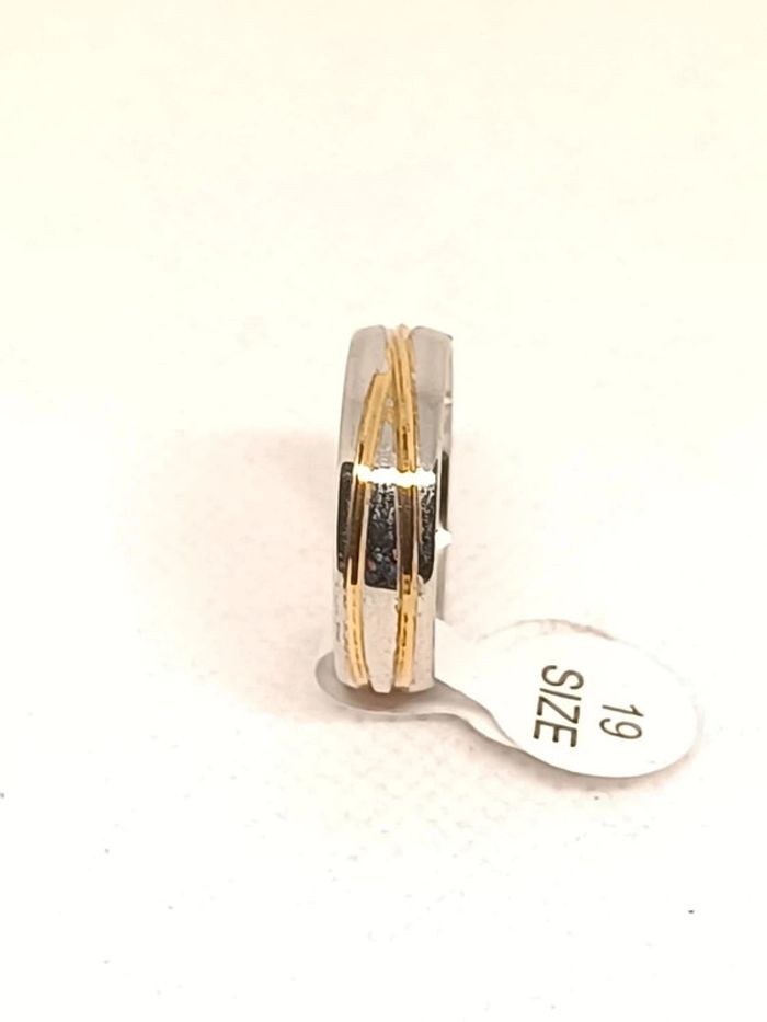 Bague anneau type alliance doré argenté