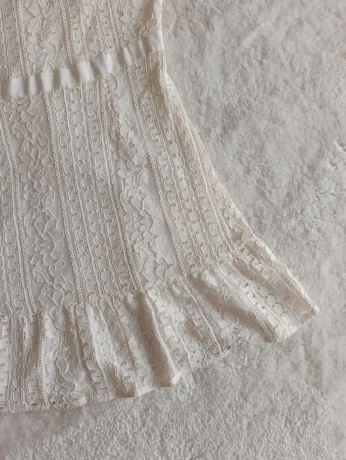 Robe Naf Naf 36 en dentelle blanc crème événement baptême mariage - photo numéro 8