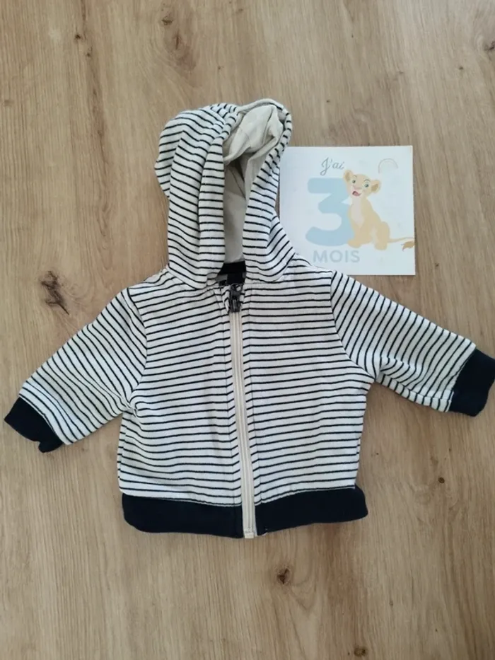 Sweat à capuche marinière et polaire