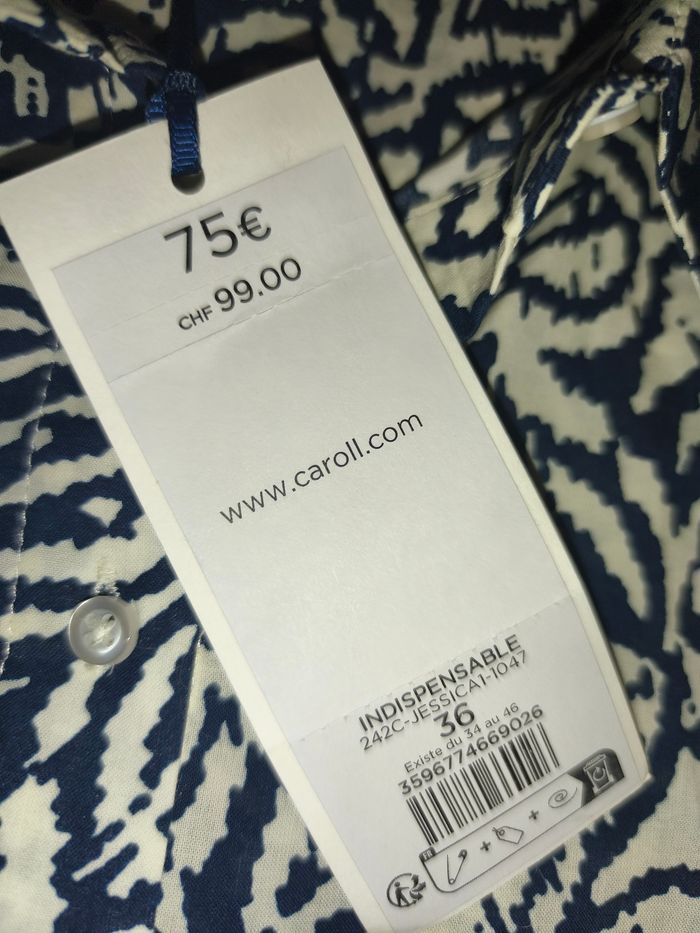 Chemise imprimée bleu marine Caroll 36 - photo numéro 4