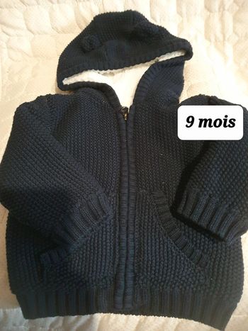 Manteau a capuche laine fourré 9 mois