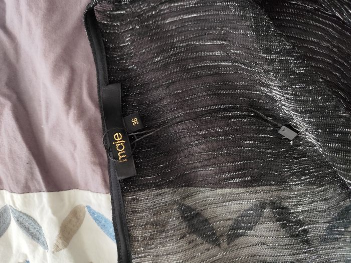 Robe de soirée Maje taille 36 noire métallisée argent - photo numéro 10