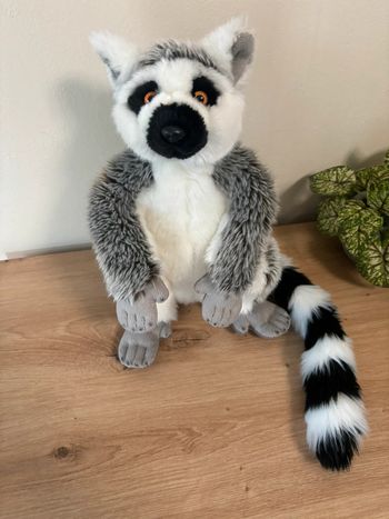 Peluche lémurien Maki gris blanc national geographic excellent état