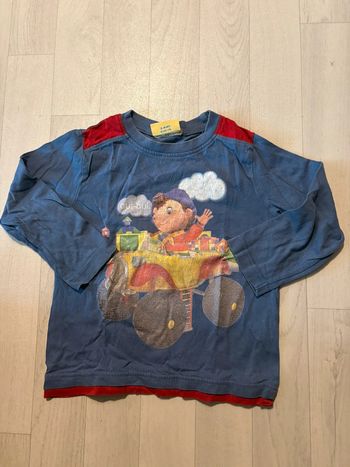 T-shirt oui oui 3 ans bleu et rouge manches longues bon etat motif craquelé