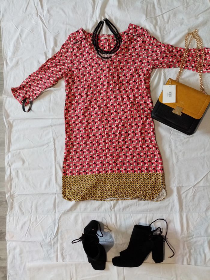 Tunique longue à motifs géométriques