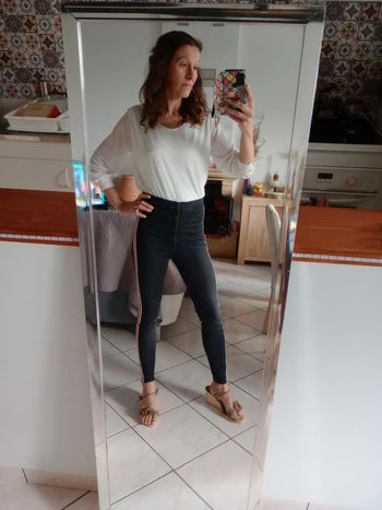 Pantalon femme slim 38 noir délavé c58