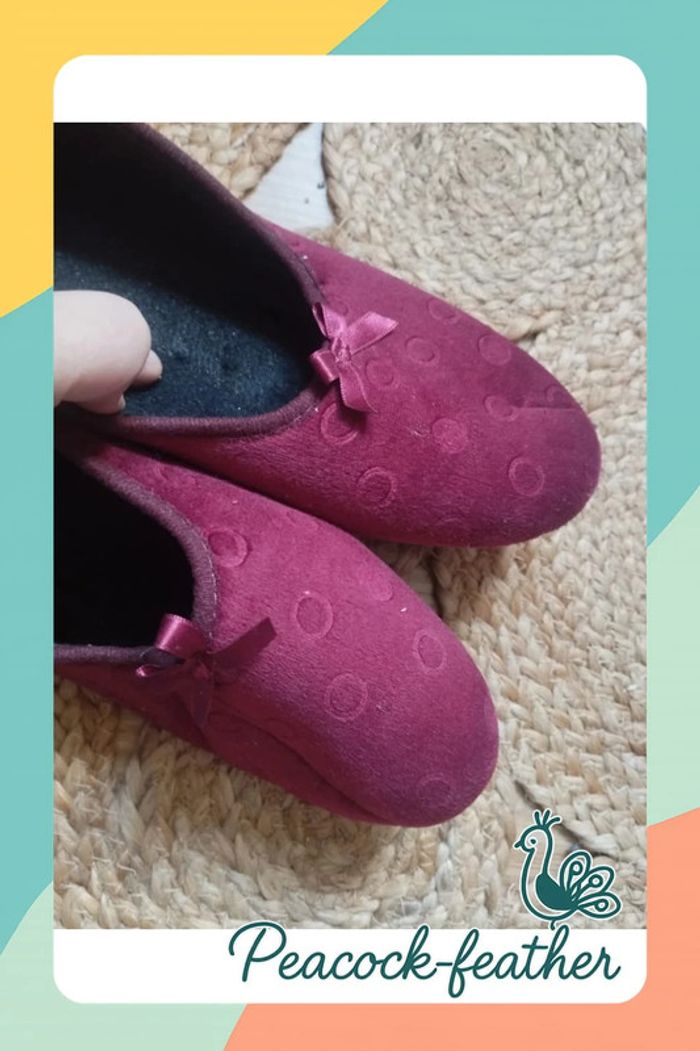 Chaussons pantoufles 41 Bordeaux femme - photo numéro 8