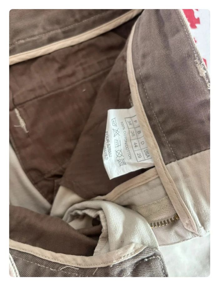 Pantalon Chino Bertrand d’Arley taille 38 marron crème/ beige crème doublure au niveau des chevilles - photo numéro 11