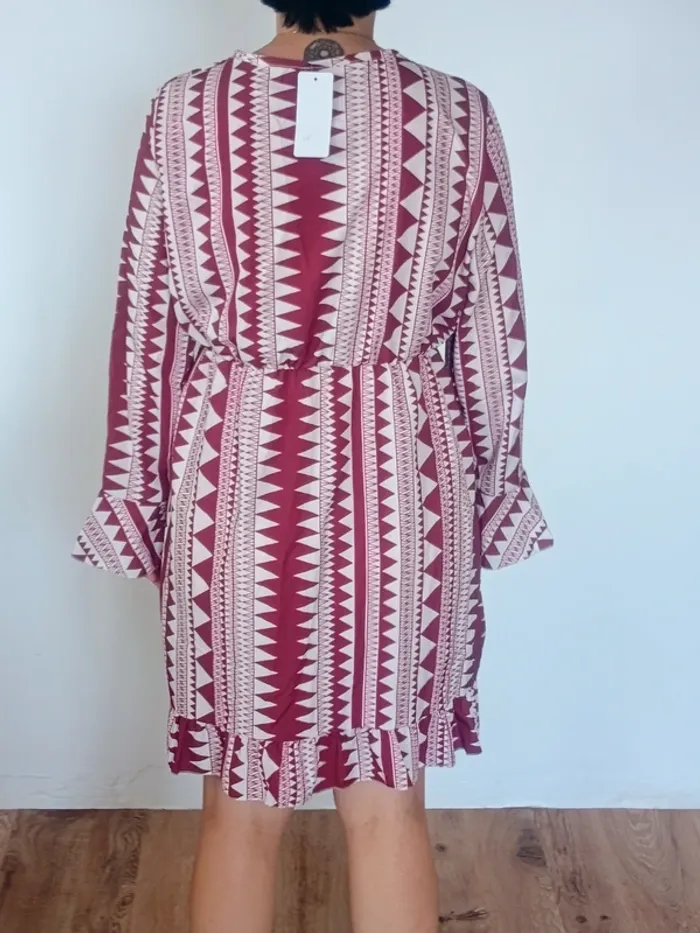 Robe neuve Moda Italia T.M coupe portefeuille imprimé géométrique - photo numéro 3