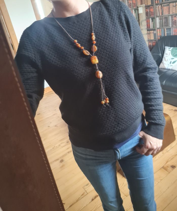 Collier bohème ambre – pendentif artisanal, style ethnique