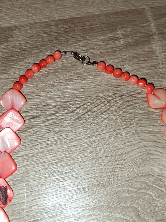 Super collier Corail Nacré 🧡Vintage 80's - photo numéro 3