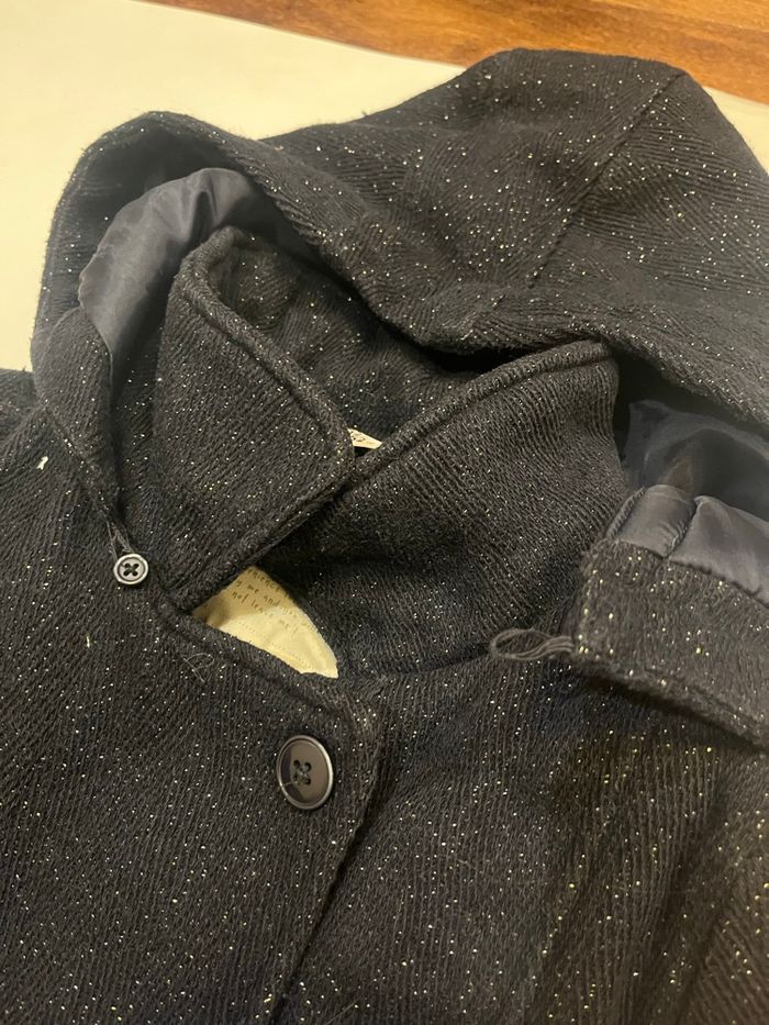 Manteau bleu marine long à paillettes et capuche tape à l’œil taille 12 ans fille - photo numéro 9