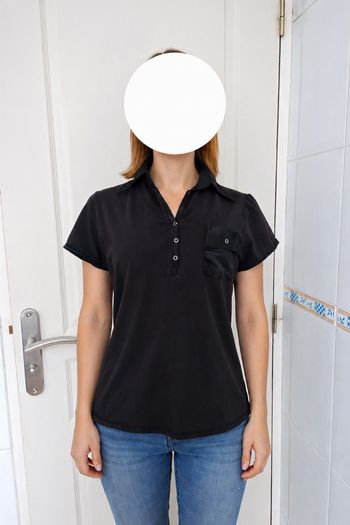 Jolie tee-shirt noir avec détails en satiné femme la city taille S/36