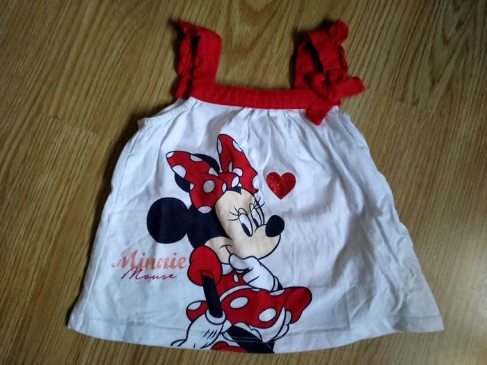 Débardeur blanc bretelles rouges. Disney Baby. Bebe 18 mois - photo numéro 2