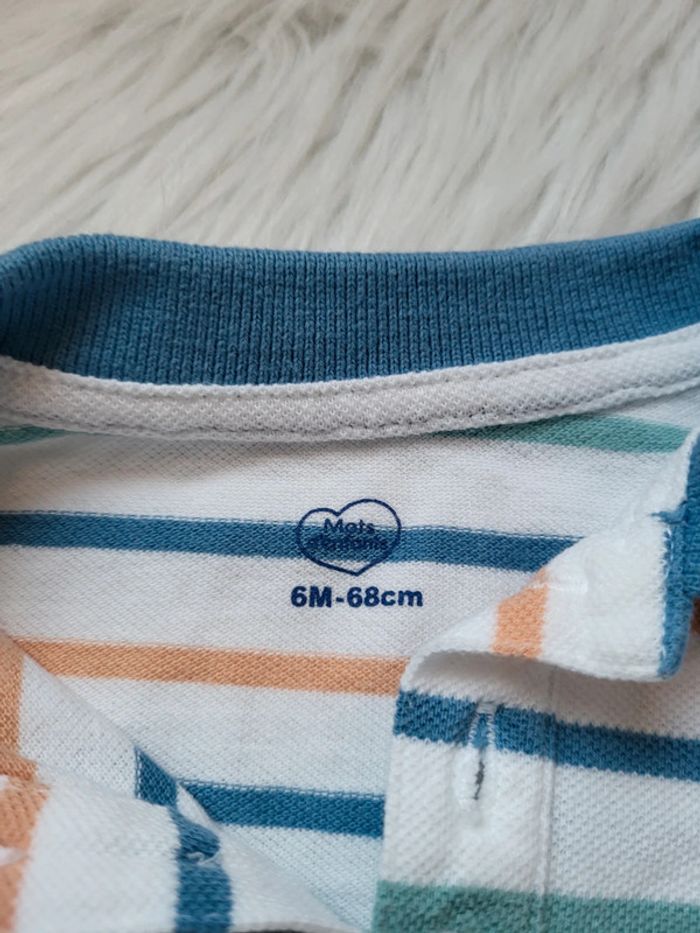 Polo rayé manches longues 6mois mots d'enfant - photo numéro 3