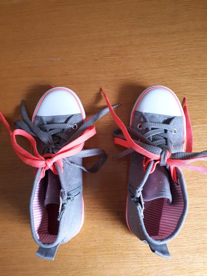 Baskets en toile étoiles lacets et zip Okaidi T 33 - photo numéro 2