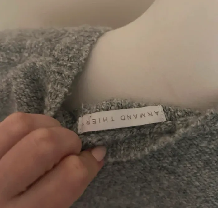 Armand Thierry, pull manches courtes laine femme taille 40 gris chiné - photo numéro 3
