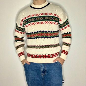 Pull gina Peters design vintage année 1990’s ramie motifs funky ethnic bohème