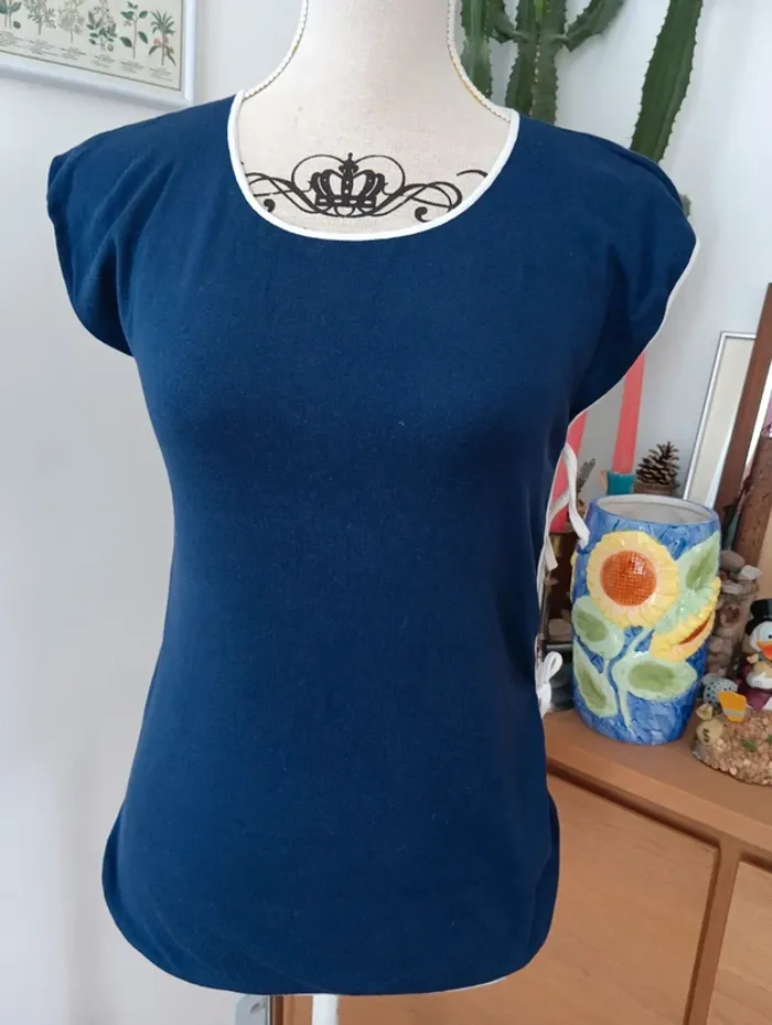 Rare T-shirt vintage coton à nouer sur le côté - photo numéro 3