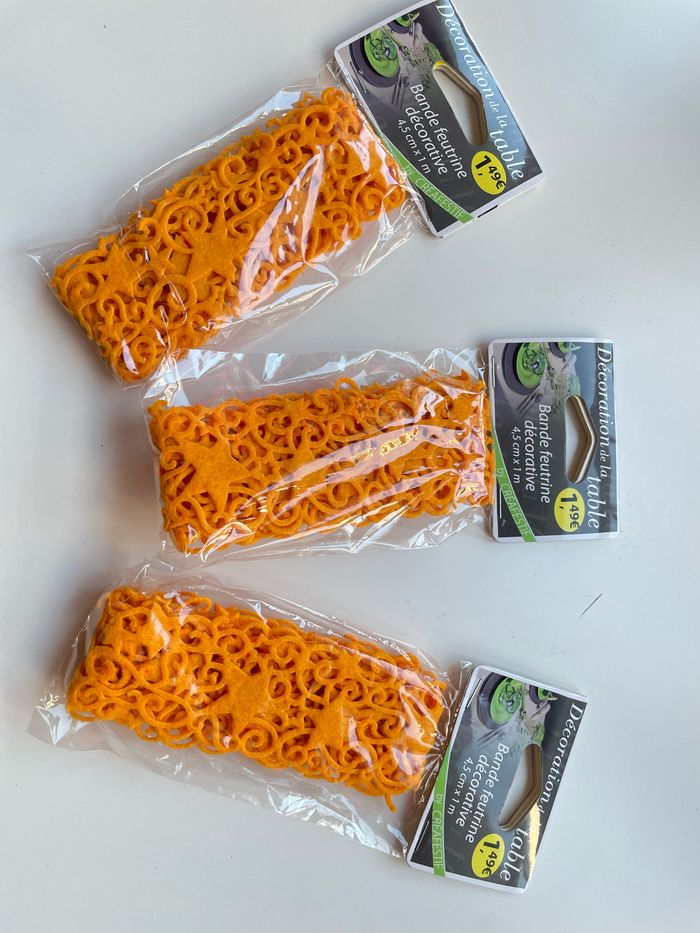 3 paquets de bande décorative orange en feutrine
