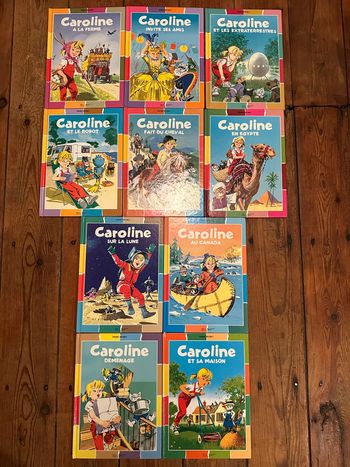 Pierre Probst - Lot de 10 livres Caroline bd albums Hachette édition damiers bords colorés