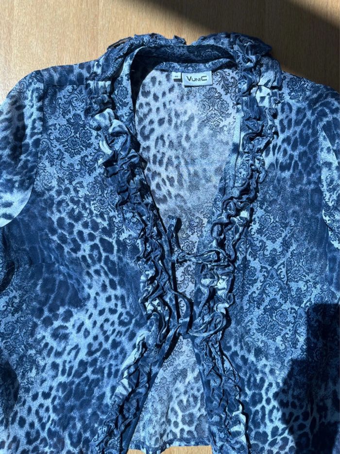 Chemise blouse fluide élégante vintage imprimé léopard/ornement - photo numéro 13