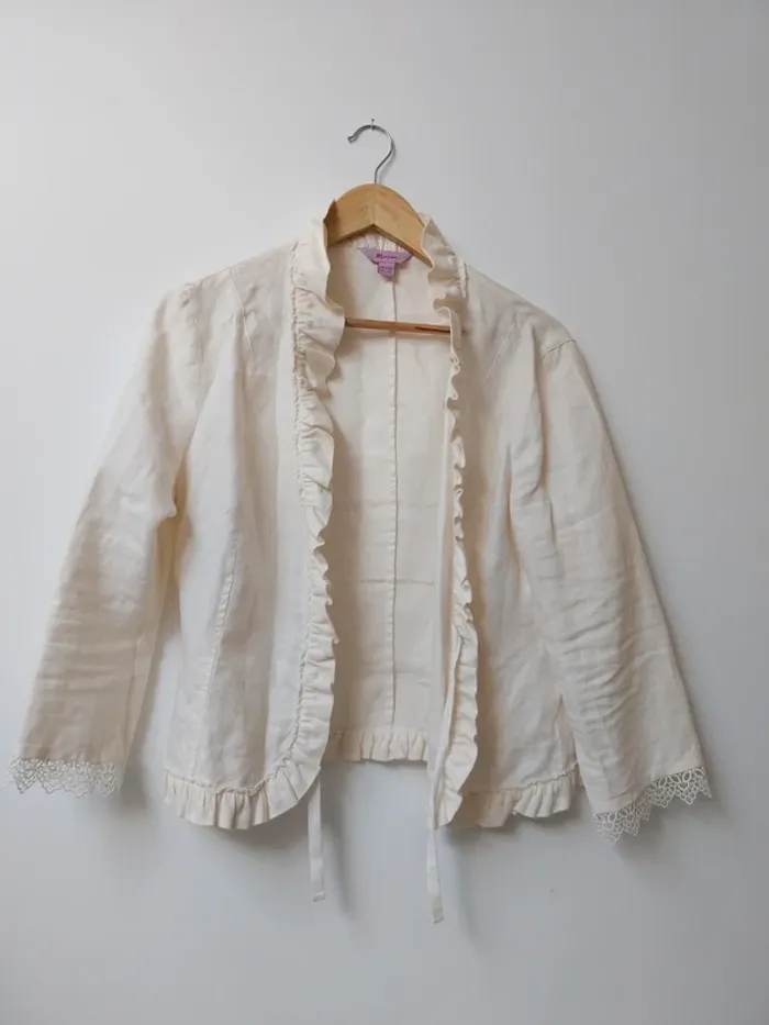 Veste crème en lin avec broderie Monsoon 44