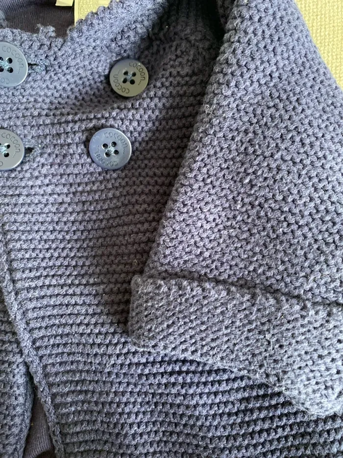 Gilet maille cocoon 1 mois mixte bleu marine - photo numéro 4