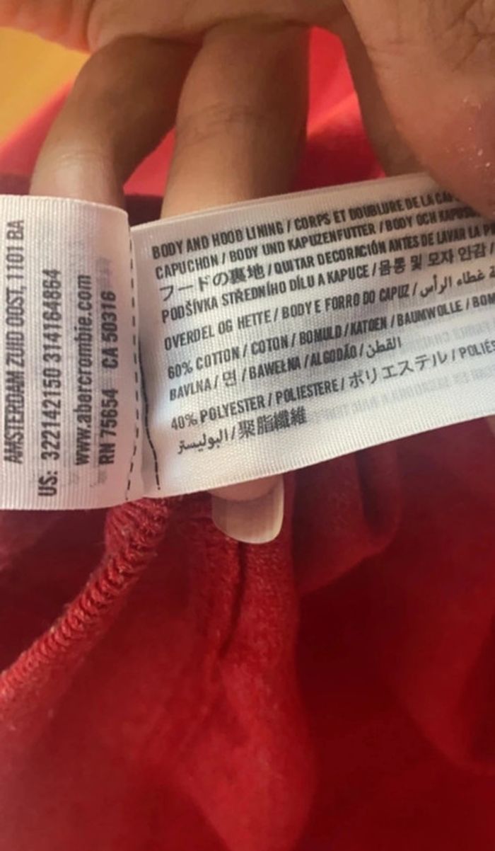 Pull à capuche Hollister rouge M - photo numéro 5