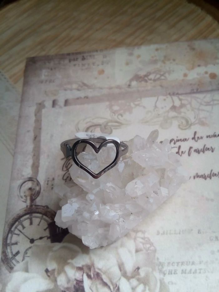 bague cœur argenté