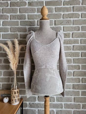 Crop top tout doux beige - Bershka